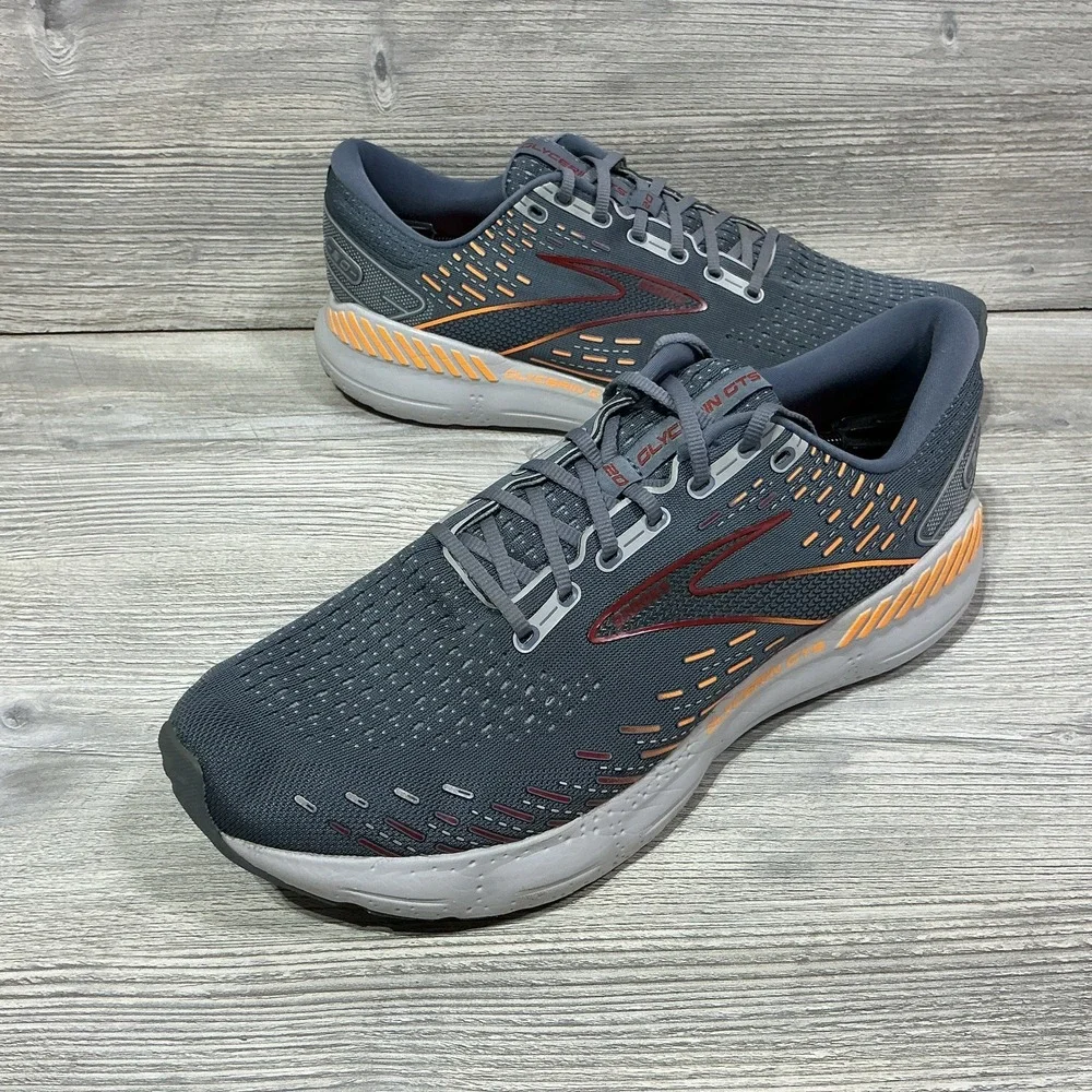 Brooks Glycerin 20 Mens Size 14 D Gray Orange Athletic Running Shoes Sneakers